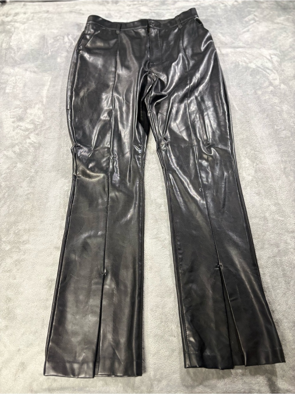 Abercrombie & Fitch Black Faux Leather Flare Pants